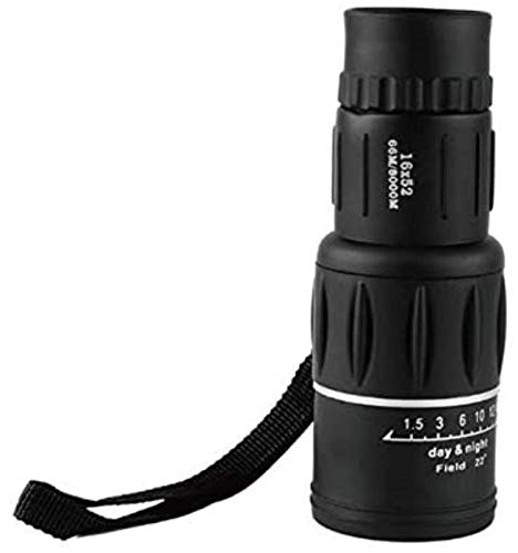 Binoculares portátiles Alta Potencia, telescopio monocular 16x52 con Soporte para teléfono Inteligente y trípode con Prisma Bak4 Doble Enfoque para observación Aves, Color Negro.