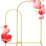 メタルアーチ背景スタンド 2個セット 7.2フィートと6フィート ゴールド ウェディングアーチフレーム パーティー ベビーシャワー 卒業式 誕生日 イベント装飾 丈夫なバルーンアーチスタンド