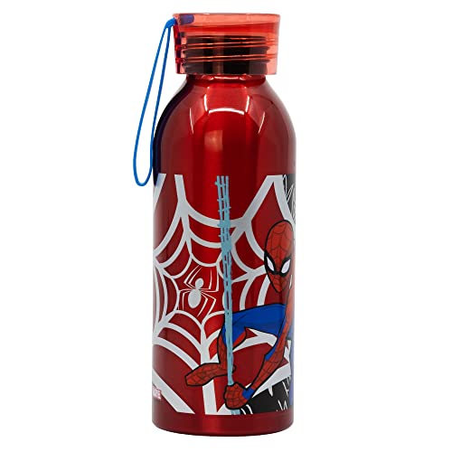 Stor8412497513246Aluminio Botella con Silicona Colgador, 510 ml Capacidad, Spiderman Urbano