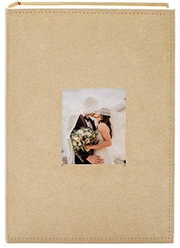 Golden State Art Fabric Photo Album - Beige Color - Holds 300 4x6-in