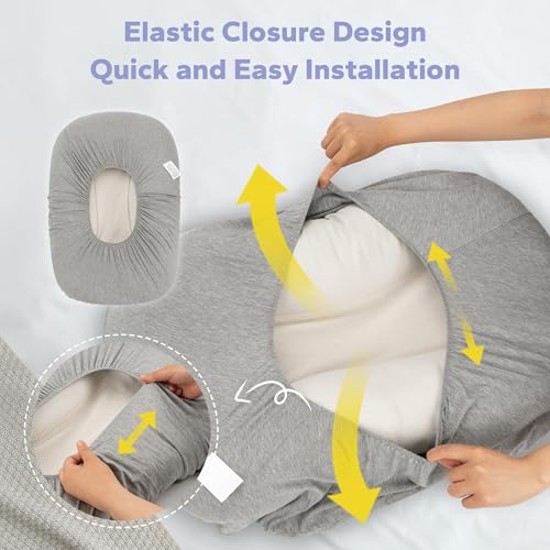 Image of FUNUPUP Rayon Derived from Bamboo Baby Lounger Cover Compatible with Snuggle Me Lounger, Infant Lounger Pillow Cover for Newborn, Removable Elastic Newborn Lounger Cover,Cover Only, Grey