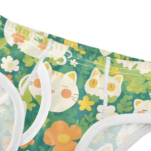 KLL Cartoon Cat Bunny and Flower Green Boys Toddler Cotton Athletic Underwear Breathable Children Panties4
