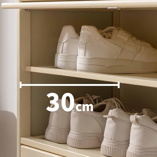 Meuble à chaussures fin en bambou à 2 tiroirs rabattables pour rangement d'entrée