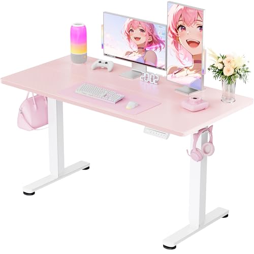 Image of ErGear Height Adjustable Electric Standing Desk, 48 x 24 Inches Sit Stand up Desk, Memory Computer Home Office Desk, Pink