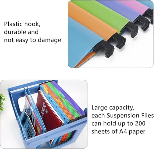 30pcs Hängemappen A4 Polypropylen Aktenschrank Hängemappen mit Tabs und Karteneinlagen für Schule Zuhause Arbeit Büro (5 Farbe)