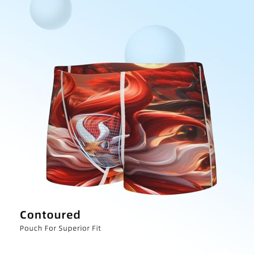 Boys' Cotton Boxer Brief Soft Underwear-Red Leaf Flame Fox4