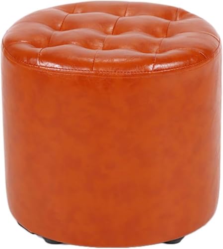 SIzlaho オットマン フットスツール 丸型 寝室用 ドレッサースツール 化粧椅子イス 高弾性スポンジを充填 おしゃれ 北欧 かわいい ドレッサー丸椅子 PUレザーパッド入りシートベッドルームスツール ラウンド リビング 玄関 寝室適用 (丸い腰掛け: