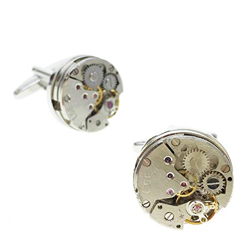 Cuff-Arts Deluxe Cufflinks Steampunk Cufflinks Vintage Watch Movement Design Cufflinks Gift for Men with A Elegant Box C10170
