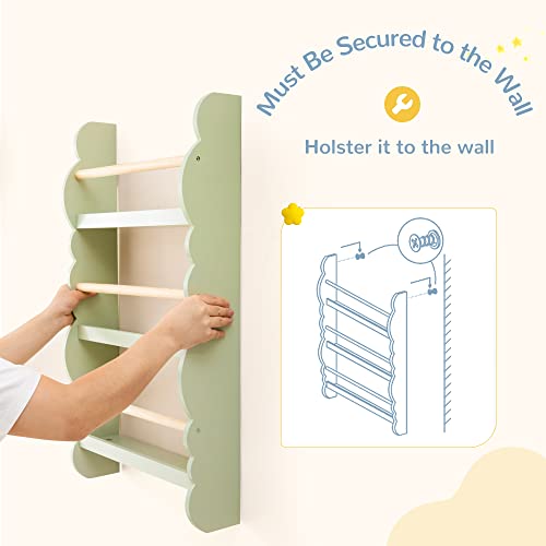 Curipeer Kids Bookshelf, 3-Tier Kids Wall Mounted Bookshelf Organizer For Kids, Kids Bookcase And Bookshelf, Open Book Shelf In Nursery, Bedroom, Baby's Room, Green #TOP4