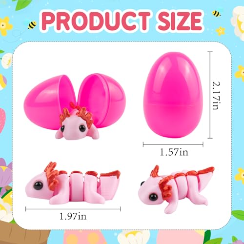 Easter Basket Stuffers: 24 Pack Prefilled Eggs with Axolotl Toys