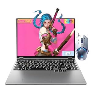 TOPGRO S1 16" Gaming Laptop, Core i7-8750H/Up to 4.0Hz/GTX1050/WiFi 5/Bluetooth 4.2 mit Gaming Maus und Mauspad, 32GB RAM/1TB SSD/Windows 11 Pro Tastatur mit Hintergrundbeleuchtung/Kühlung