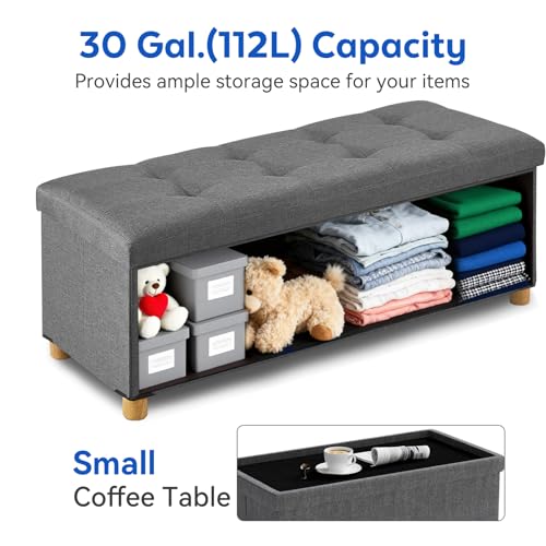 Image of BRIAN & DANY 43 Inches Folding Storage Ottoman Bench, Ottoman with Storage Bench for Bedroom, Living Room, Entryway, Foot Rest with Legs, Dark Gery