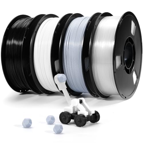 Image of Dynta PLA Filament 1.75mm Bundle 4x1KG Black White Gray Clear for 3D Prints