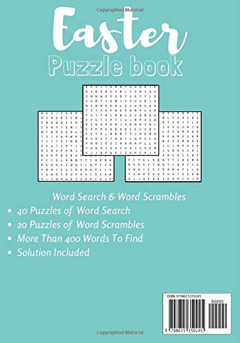 Easter word search: Challenging Puzzle book For kids and adult | 60 puzzles with word searches and scrambles | Find more than 400 words`| Large Print, Big Character | Funny Gift for Friends, Family. image 2