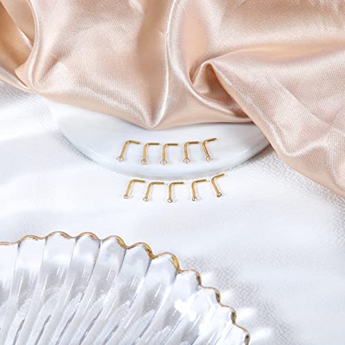 6-10Pcs 18G 20G Nose Ring Surgical Steel Nose Rings Studs Piercing For Women Men 1.5mm 2mm 2.5mm 3mm Round Diamond CZ L Shaped Corkscrew Gold Black Silver Nose Piercing Hypoallergenic4