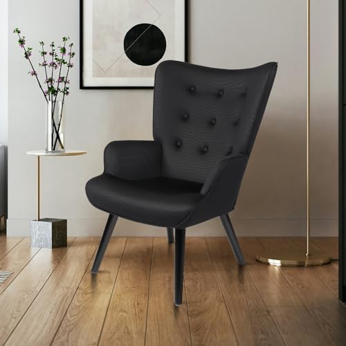 Accent Chair, Modern Tufted Button Wingback Vanity Chair, Mid-Century High