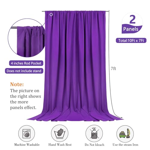 Image of 10 x 7 Feet Purple Backdrop Curtain for Partie, Background Curtains for Photoshoot, Birthday, Wedding, Halloween, Thanksgiving, Christmas, New Year Party Decorations 5Ft x 7Ft, 2 Panels