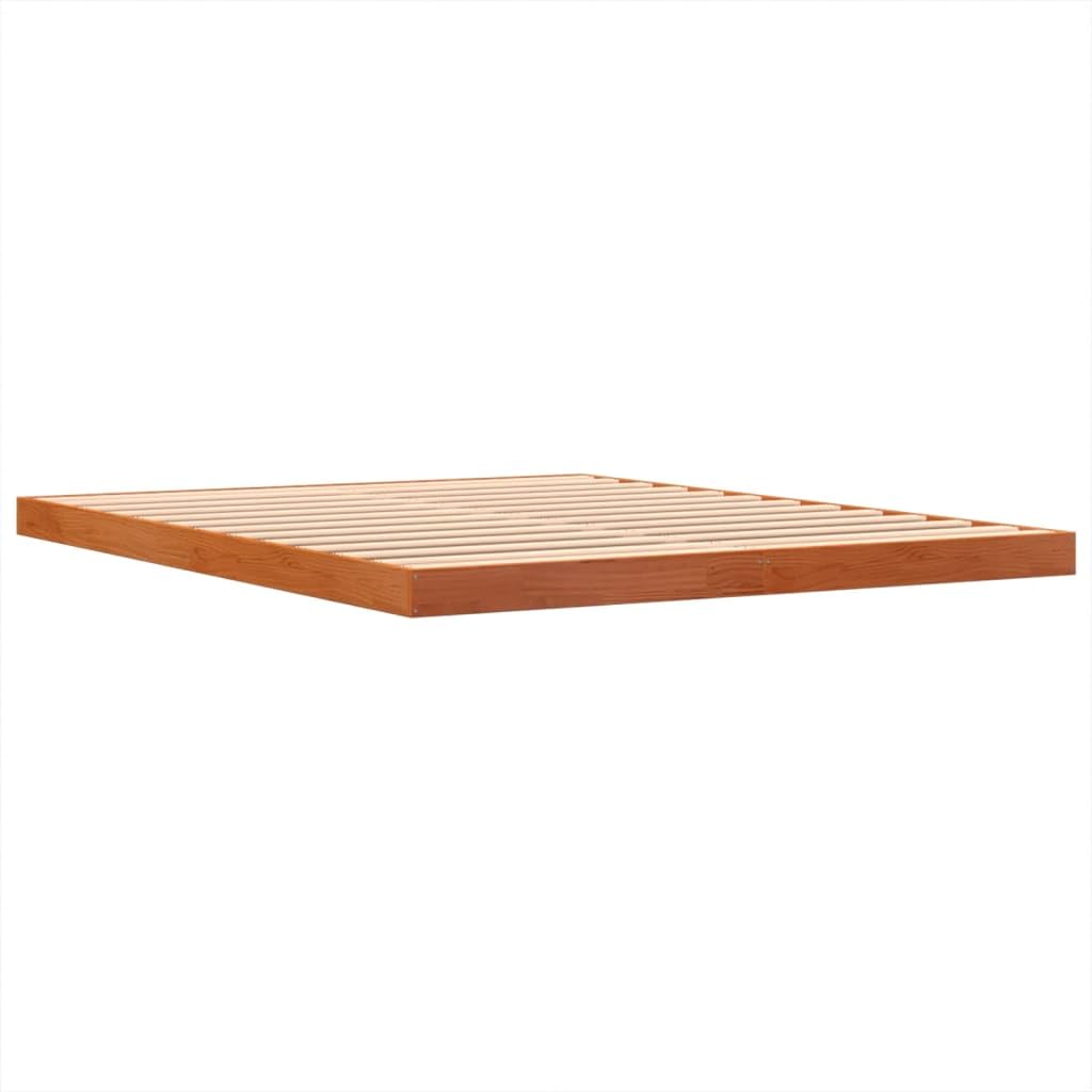 vidaXL Massivholzbett, Holzbett Bett für Schlafzimmer, Bettgestell Bettrahmen mit Lattenrost, Doppelbett Modernes Design, Wachsbraun 160x200cm Kiefer