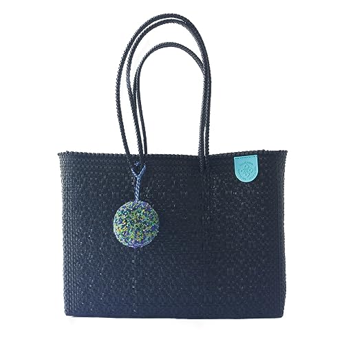 Bolso tote tejido negro miniatura 1