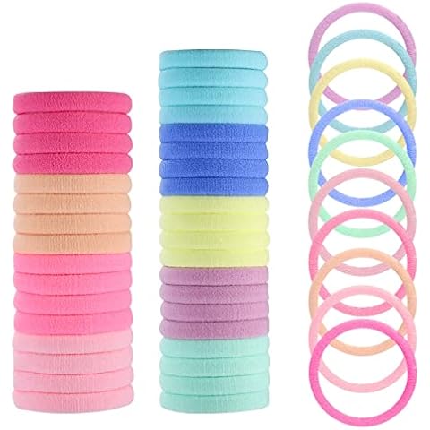 100 Stück Haargummis Mädchen, 4.3cm Bunt Elastisch Haargummis Gummibänder Ohne Metall Zopfgummi haargummi Starke Stretch Haarbänder Cover