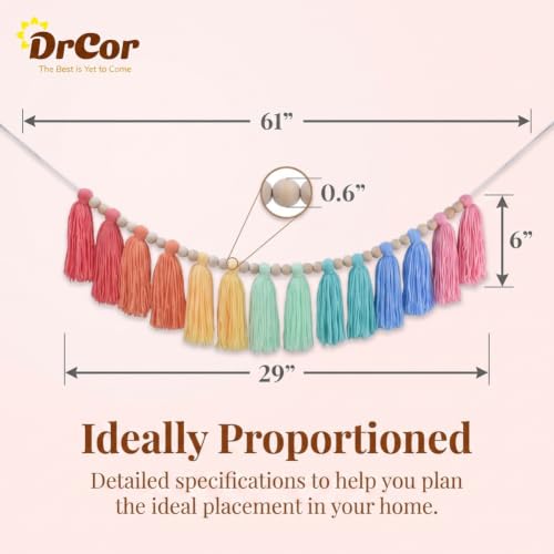 Image of DrCor Crayon Rainbow Tassel Garland - Classroom Party Nursery Decor