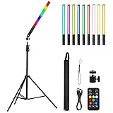 RGB Handheld LED Video Light, Wand Stick Photography Light 9 Colors with 26.2" to 78.7" Tripod & Remote Control, Adjustable 3200K-5600K [Upgraded]