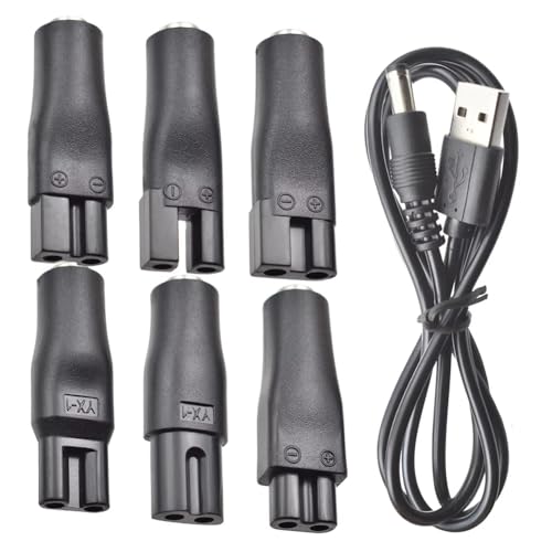 Gundhgstrr Cable de Alimentación de 7 Piezas, Cargador de Repuesto de 5 V, Adaptador USB para Cortadoras de Pelo Eléctricas, Recortadoras de Barba, Afeitadoras e Instrumentos de Belleza.