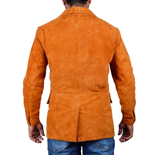 Image of Suede Leather Blazer for Men Suede Sport Coat for Men Blazer Suede Leather Jacket Blazer Coat for Men