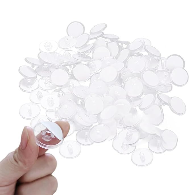 Mini Transparent Ceiling Hook Adhesive Hanging Buttons 20mm | Strong Hold Invisible Wall & Ceiling Mount Hook | Self-Adhesive Clear Hooks for Decoration, Lights & Cables (Pack of 50)-image-4