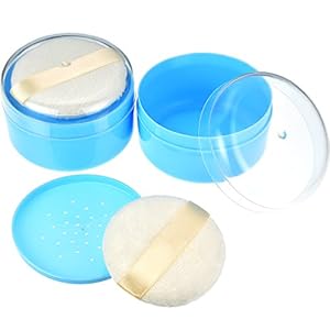 Gejoy 2 Sets After-Bath Powder Puff Box Empty Body Powder Container with Bath Powder Puffs and Sifter for Home and…