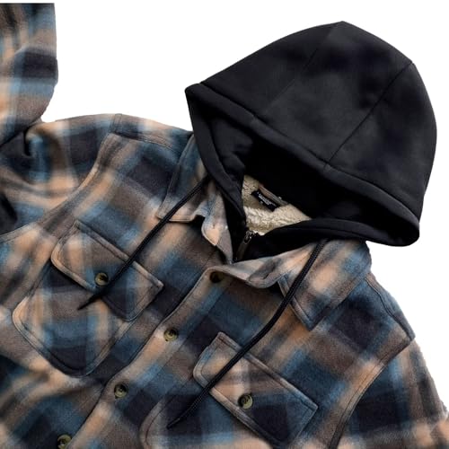 Image of LeeHanTon Mens Flannel Jacket Heavyweight Sherpa Fleece Jackets Outdoor Hiking Casual Soft Warm Coat with Pockets