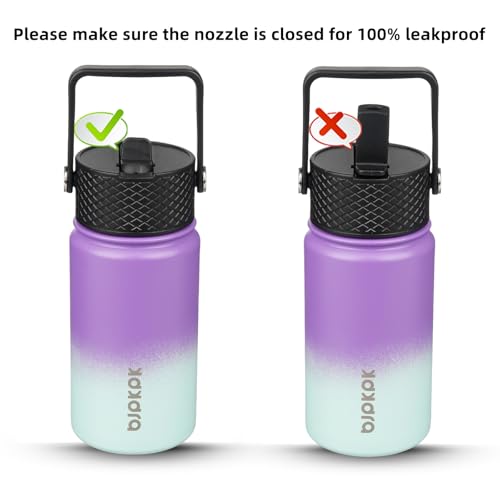 Image of BJPKPK Insulated Water Bottle, 15oz Stainless Steel with Straw Lid
