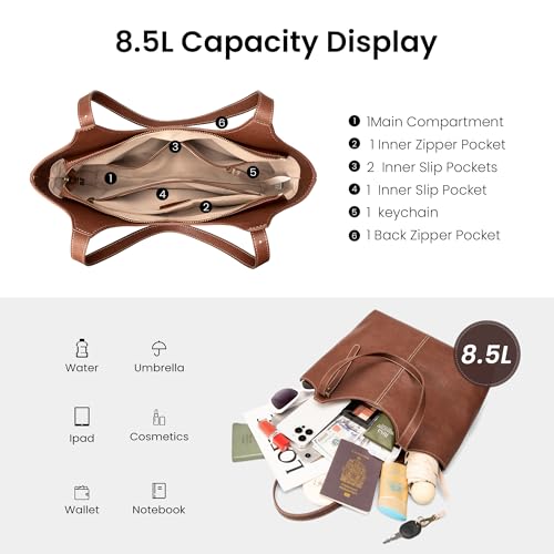 Bolso Tote de cuero genuino para mujer con correa ajustable miniatura 4