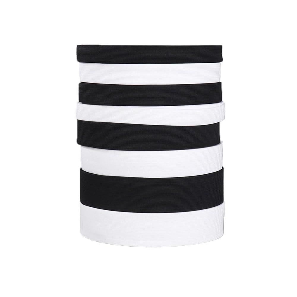 Banda elástica de ganchillo en blanco y negro de varios tamaños, de látex de alta elasticidad, banda elástica de punto, banda elástica de goma, accesorio de costura (blanco, 10 m_40 mm)