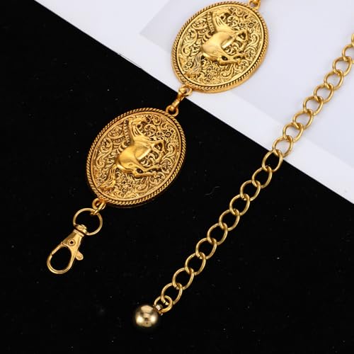 Metal Waist Chain Link Belt for Women, Western Metal Concho Belt Cowgirl Belts Western Cowgirl Boho Turquoise Belts for Dresses Jeans Country Concert Outfit4