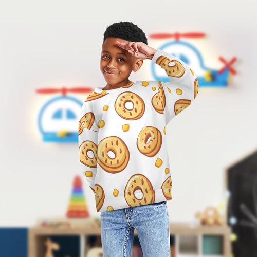 JUNZAN Cute Cartoon Donuts Little Kids Hooded Sweatshirt Fleece Fall Tops Shirts Party 4T4