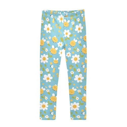 Honey Bees Daisy Kids Baby Girls Athletic Leggings Comfortable Full Length Dance Pants Gym