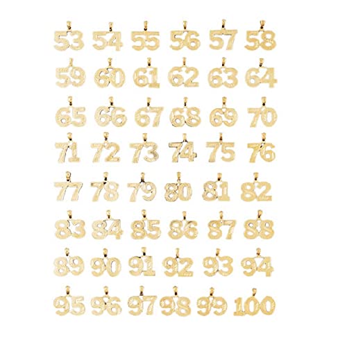 0 to 100 Any One 14K Yellow Gold Number Pendant/Charm, Made in USA