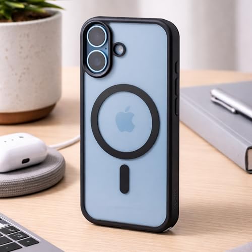 Image of TEKNE Hybrid Protective Case for iPhone 17 | MagSafe Compatible | Shockproof Bubble Corners | TPU + Polycarbonate | Raised Edge Protection | Slim Back Cover (Black)