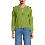 Lands' End Women's Modern Length Fine Gauge Crew Neck Cardigan Sweater Large...
