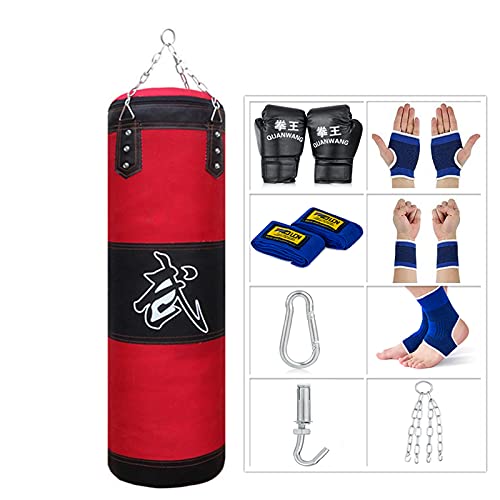 SFEEXUN Punching Bag for Man Women Youth Teens, Indoor/Garden Boxing Bag Unfilled Heavy Bag Set with Punching Gloves, Chain, Ceiling Hook for MMA, Kickboxing, Muay Thai, Karate, Taekwondo