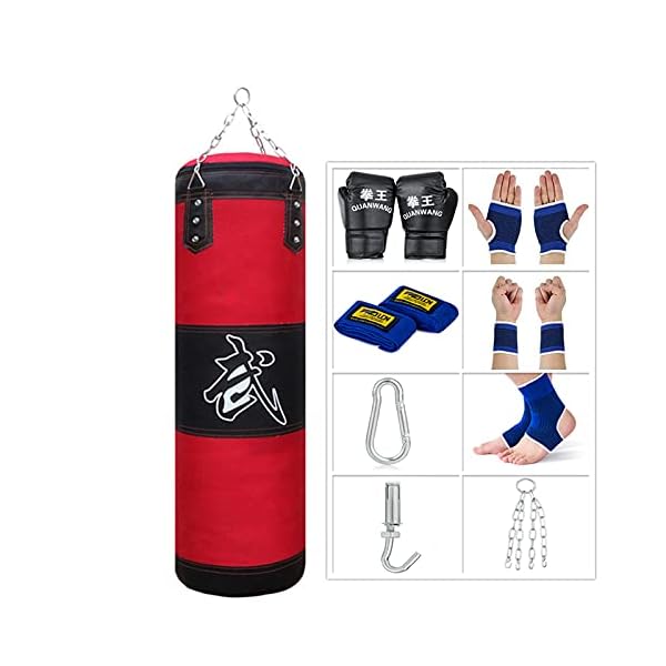 Sfeexun-Punching-Bag-for-Man-Women-Kids-IndoorGarden-Boxing-Bag-Unfilled-Heavy-Bag-Set-with-Punching-Gloves-Chain-Ceiling-Hook-for-MMA-Kickboxing-Muay-Thai-Karate-Taekwondo SFEEXUN Punching Bag for Man Women Kids, Indoor/Garden Boxing Bag Unfilled Heavy Bag Set with Punching Gloves, Chain, Ceiling Hook for MMA, Kickboxing, Muay Thai, Karate, Taekwondo