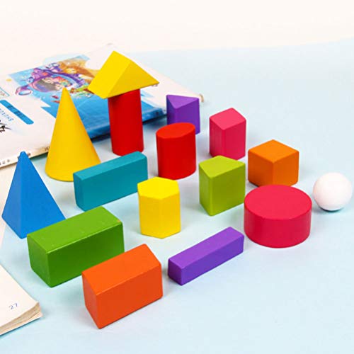 TOYANDONA Conjunto de Madeira Sólidos Geométricos 1 Bloco Set Brinquedo Learning Iluministas Criança