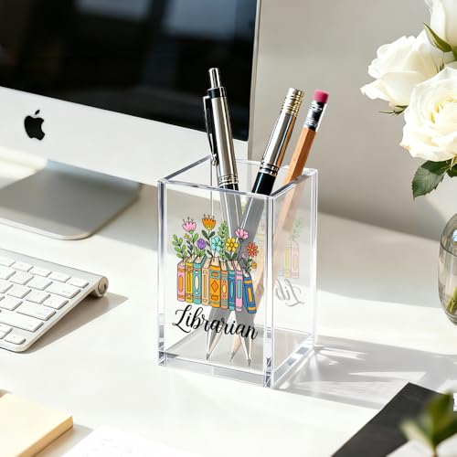 Image of Librarian Acrylic Pen Holder Book Mark Holder Library Accessories