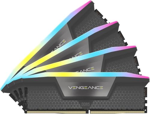 CORSAIR VENGEANCE RGB DDR5 64GB (4x16GB) DDR5 Up to 5600MHz CL36 AMD EXPO Intel XMP iCUE Compatible Computer Memory – Grey (CMH64GX5M4B5600Z36)