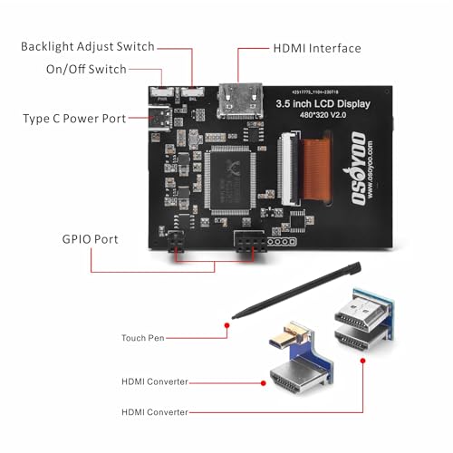 Image of OSOYOO 3.5inch Touch Screen LCD Display HDMI Monitor for RPI with Stylus Pen and Protective Case Support Raspberry Pi 5 4 2GB / 4GB / 8GB 2 3 Model B B+