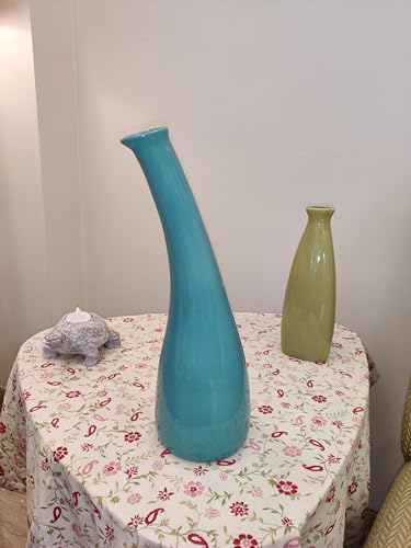 KRAFTWORKS Ceramic Flower Vase Natural Light Blue Color. Unique European Color and Design. Deal