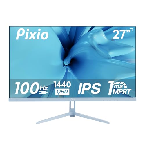 Image of Pixio PX275 Wave Blue 27 inch 100Hz 1440p IPS Panel 1ms MPRT Adaptive Sync Gaming Monitor with Blue HDMI 2.1 Cable Certified Ultra High Speed 10FT 8K 60Hz 4K 120Hz Nylon Braided