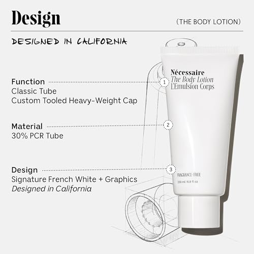 Nécessaire The Body Lotion Fragrance-Free. Firming Body Lotion for Women & Men. 48 Hour Moisture. 5 Peptides, 2.5% Niacinamide, Vitamin C/E + Omega 6/9. Non-Comedogenic. 6.8 fl oz. - Image 6