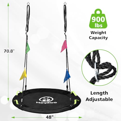Image of 48 Inch Tree Swing, Larger Saucer Flying Swing for Outdoor Backyard, Black